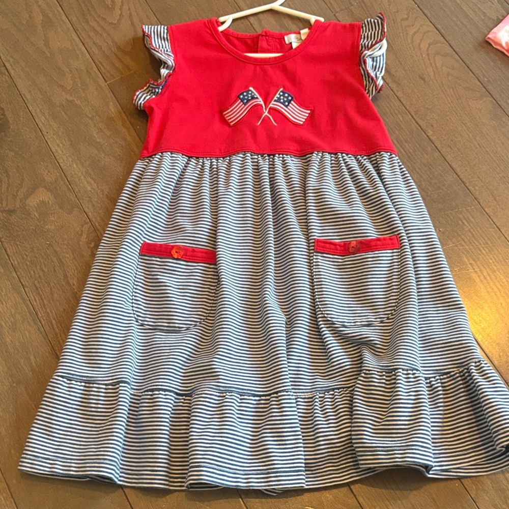 Red and Blue Striped Kids Dress
